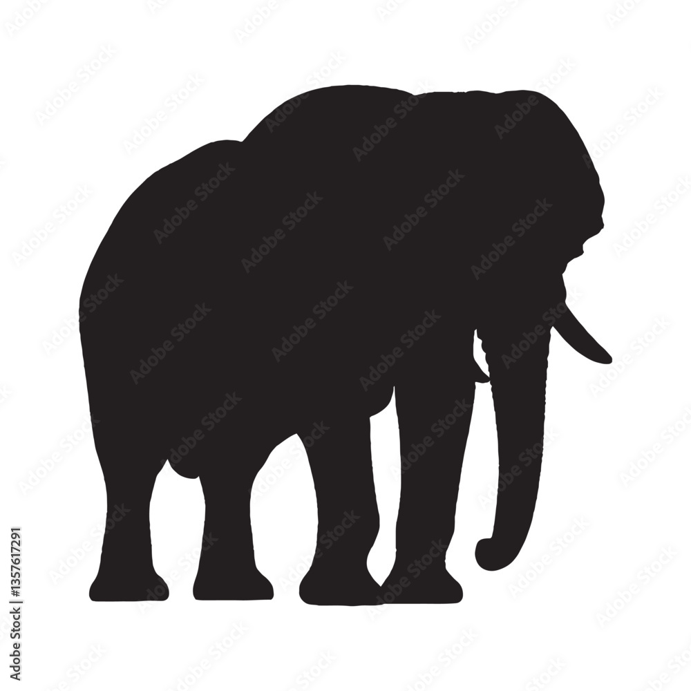 Fototapeta premium Elephant Silhouette Vector - Strong and Gentle Giant Jungle Animal Clipart for Professional Designers - Elephant Vector - Elephant Icon - Elephant Illustration