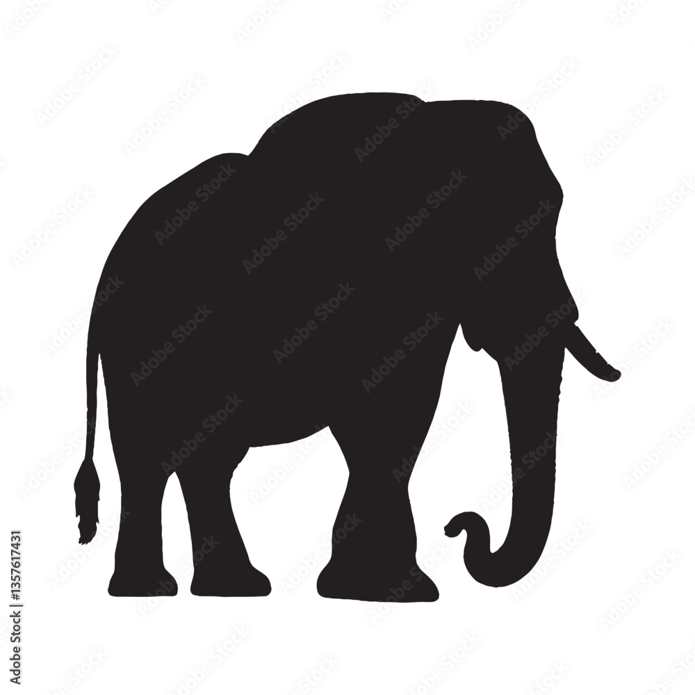 Fototapeta premium Elephant Silhouette Vector - Elegant and Powerful Jungle Mammal Clipart for Wildlife and Nature Projects - Elephant Vector - Elephant Icon - Elephant Illustration