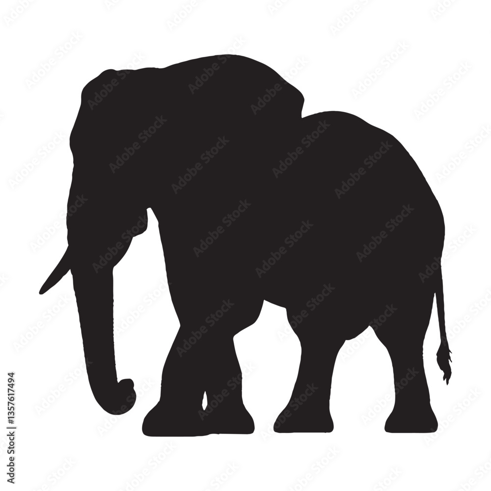 Fototapeta premium Elephant Silhouette Vector - Majestic Wildlife Illustration for Safari and Nature-Themed Designs - Elephant Vector - Elephant Icon - Elephant Illustration