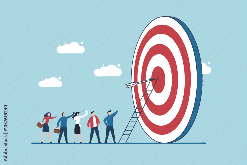 Climb corporate ladder to achieve career target, stair to reach work success, employee career path winning steps or achievement concept, business people employee queue to climb ladder to reach target. Climb corporate ladder to achieve career target, stair to reach work success, employee career path winning steps or achievement concept, business people employee queue to climb ladder to reach target.