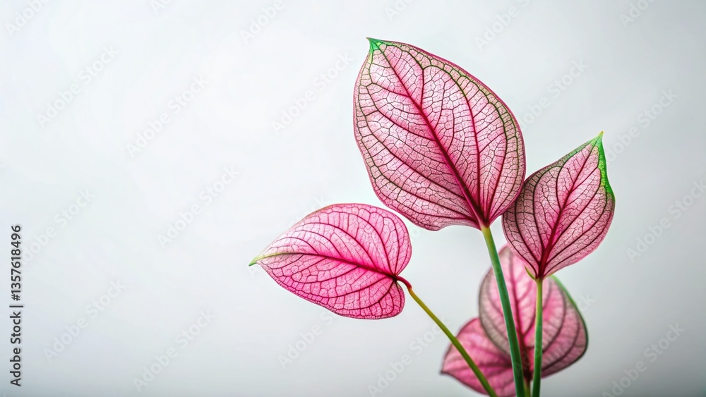 Obraz premium Minimalist Pink Veined Plant Photography - Botanical Still Life