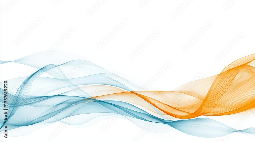 Naklejka premium Dynamic abstract background, vibrant blue and orange waves in motion