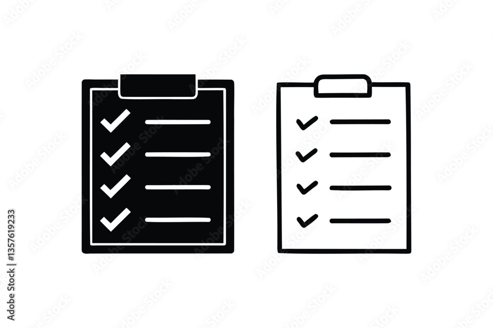Checklist icon silhouette on white background Checklist icon silhouette on white background