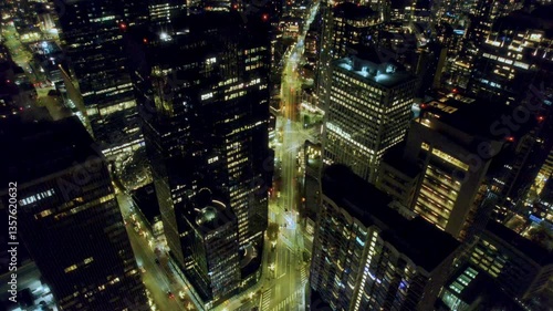 Wallpaper Mural Aerial View of Downtown City Streets at Night Torontodigital.ca