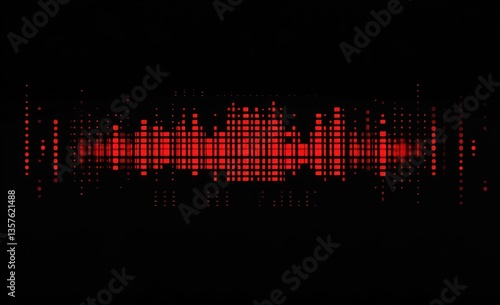 Red sound wave graphic on dark background