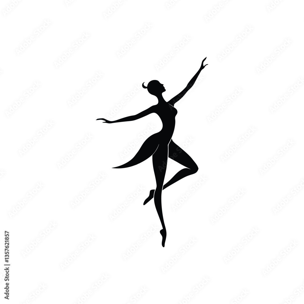 Ballet Jumping Dancer, silhouette gymnast dancer, set of ballerina female Ballet Jumping Dancer, silhouette gymnast dancer, set of ballerina female