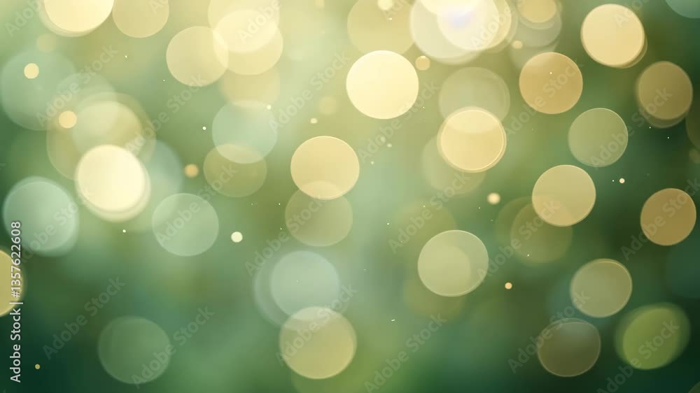 Abstract Bokeh Effect With Golden Glowing Lights On Blurred Green Background Abstract Bokeh Effect With Golden Glowing Lights On Blurred Green Background