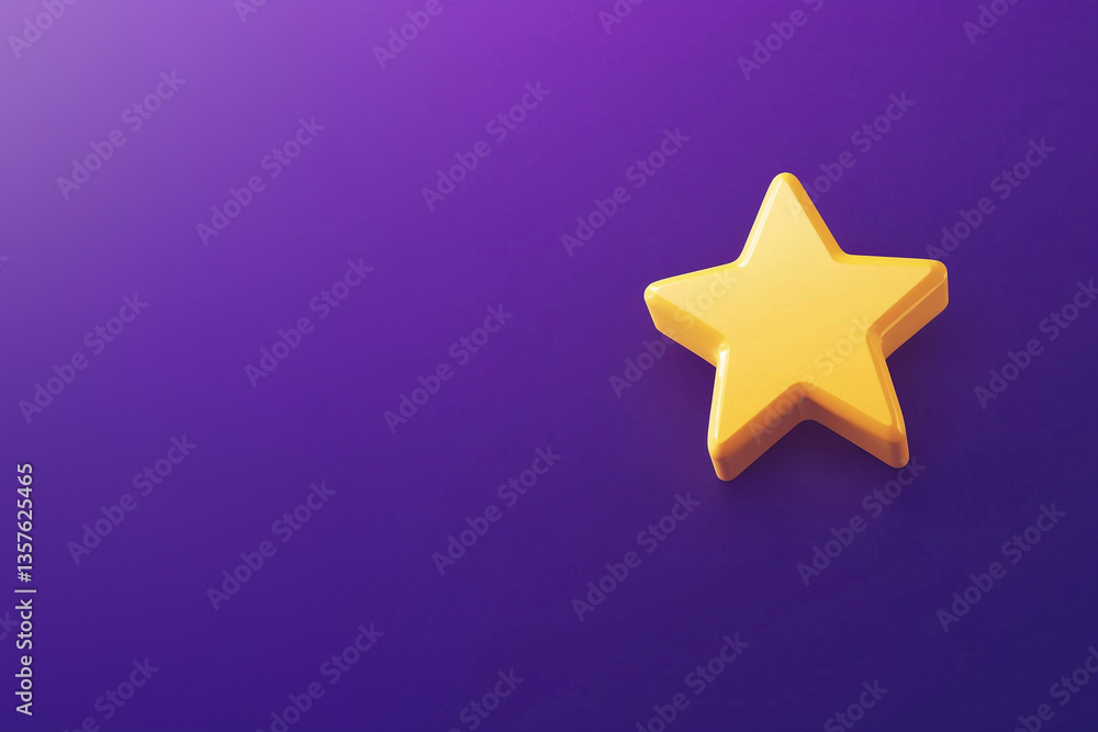 Obraz premium Yellow star rating icon on purple background