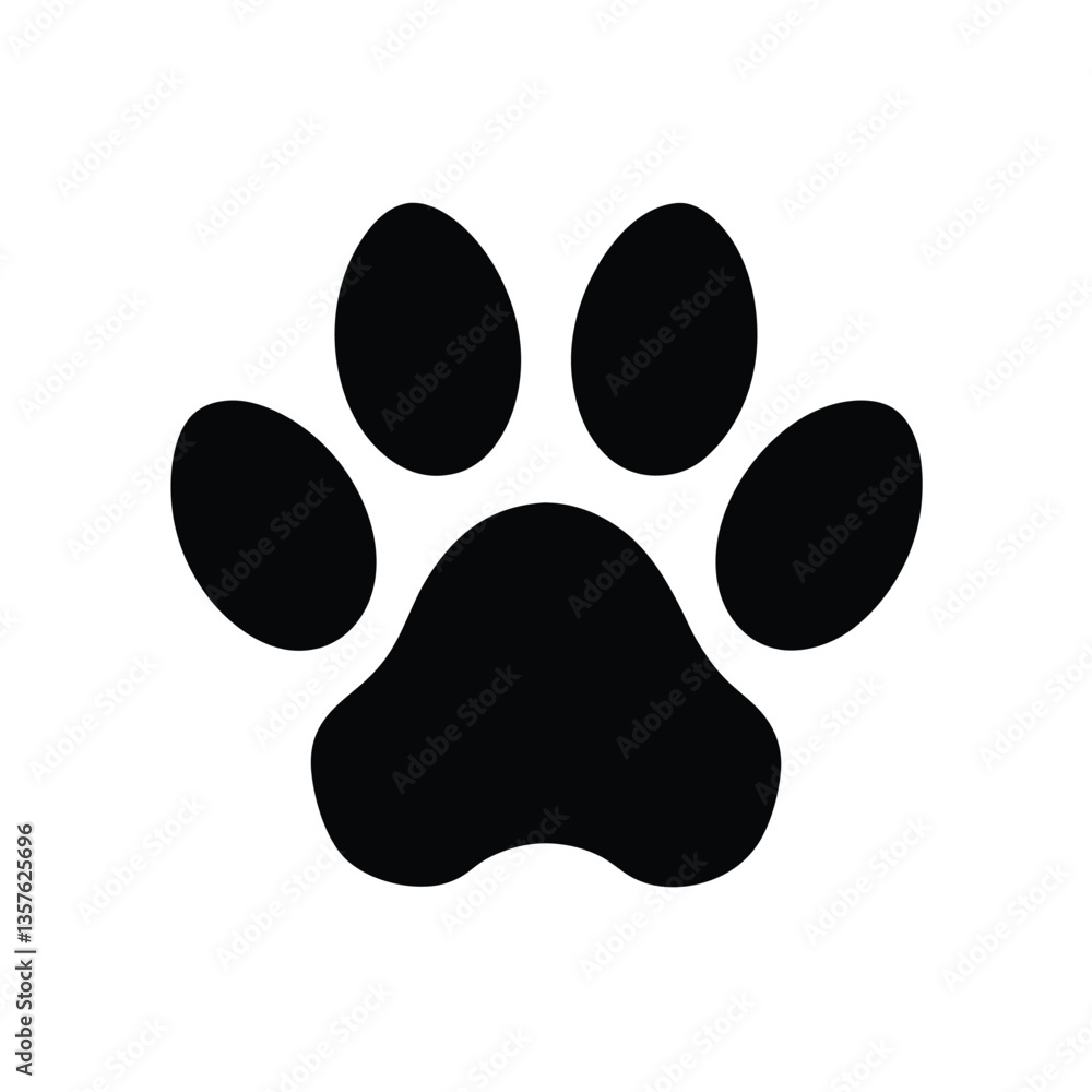 Simple black paw print design on white background Simple black paw print design on white background