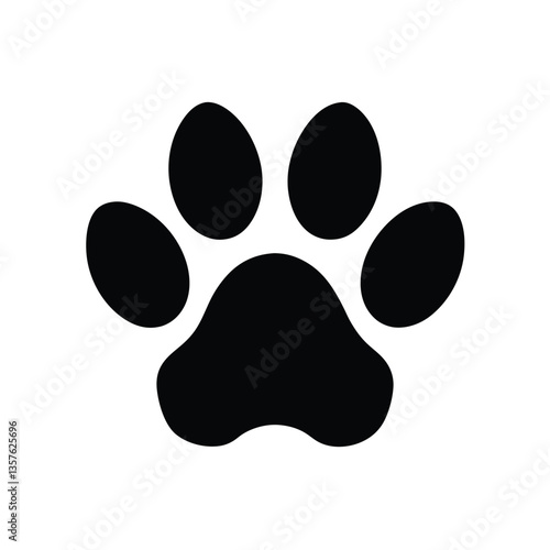 Simple black paw print design on white background