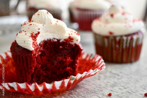 Close up of red velvet cupcake