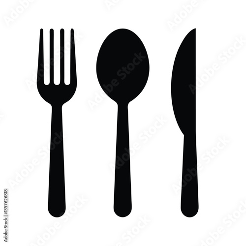 Set of silverware including fork spoon and knife