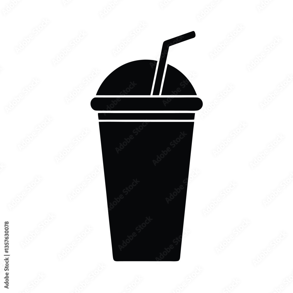 Vector illustration of a disposable paper cup with a straw and a glass of iced cola Vector illustration of a disposable paper cup with a straw and a glass of iced cola