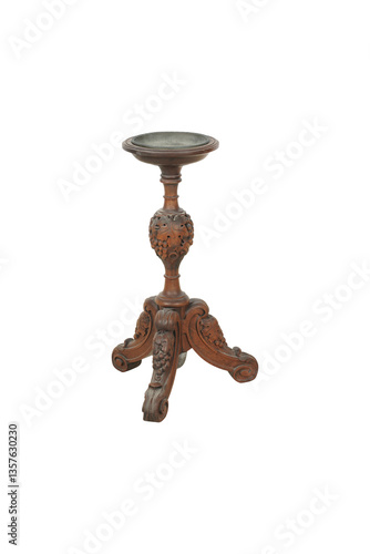 Obraz na płótnie wooden candlestick on white background   Pair of C19th Carved Walnut Italian Lam