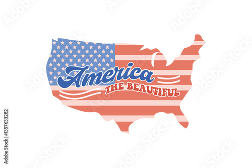 America The Beautiful, 4th of July SVG T shirt Design