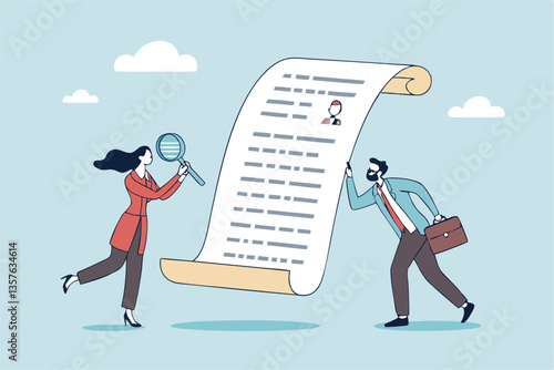 Recruitment, review candidate resume, talent seeker or HR human resource examine applicant, employee or job description, employment or job vacancy concept, business people review candidate resume.