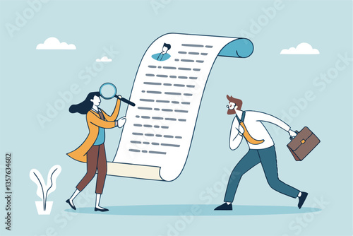 Recruitment, review candidate resume, talent seeker or HR human resource examine applicant, employee or job description, employment or job vacancy concept, business people review candidate resume.