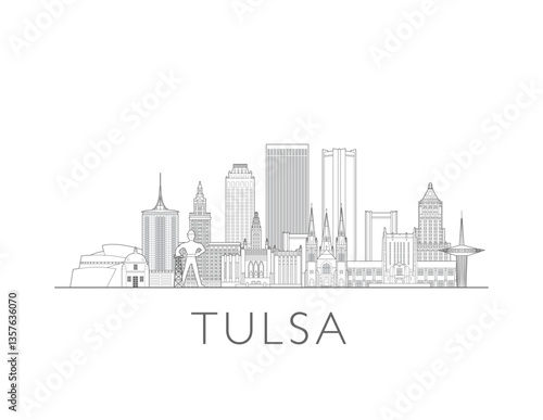 Tulsa cityscape illustration skyline drawing in Oklahoma