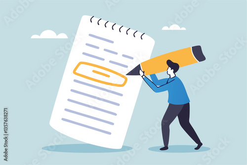 Highlight important note, serious essential word in highlight circle or underline, marked critical, vital or significant, spotlight attention concept, businessman highlight pen circle important note.