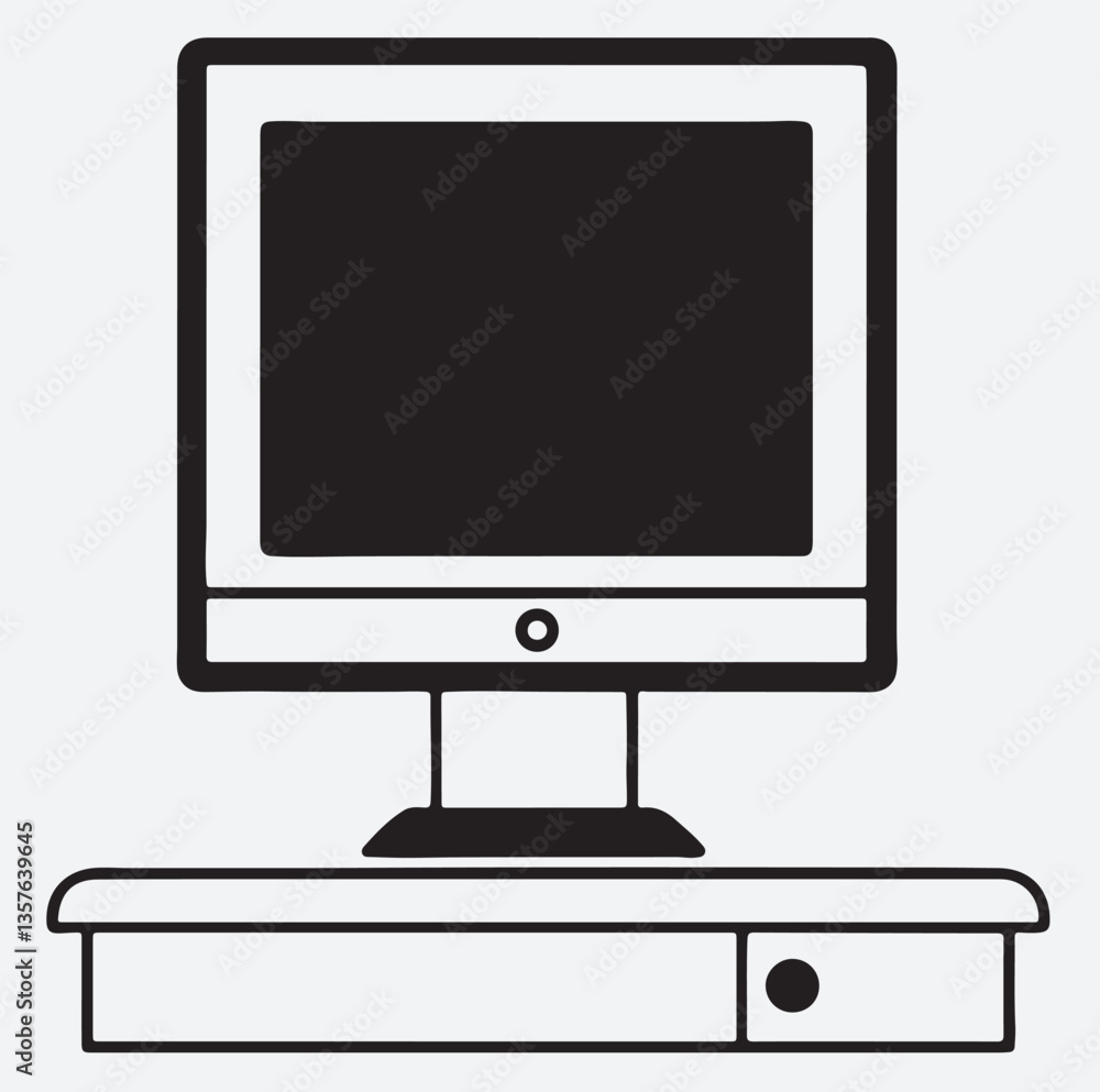 desktop computer with a monitor and keyboard silhouette vector art illustration, vector computer monitor with blank screen desktop computer with a monitor and keyboard silhouette vector art illustration, vector computer monitor with blank screen