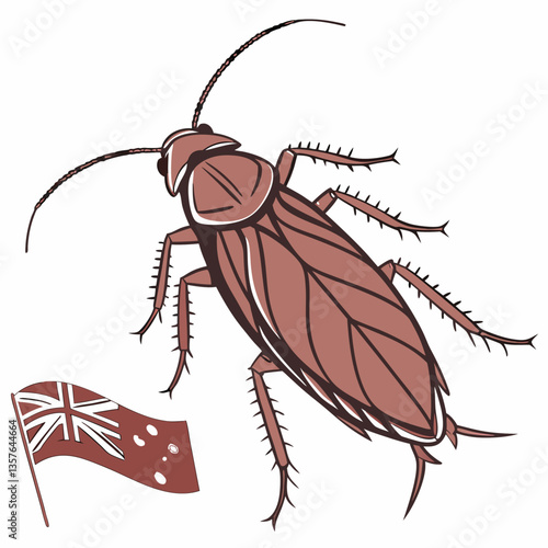 Pest and Flag: An illustration depicting a detailed cockroach with an Australian flag