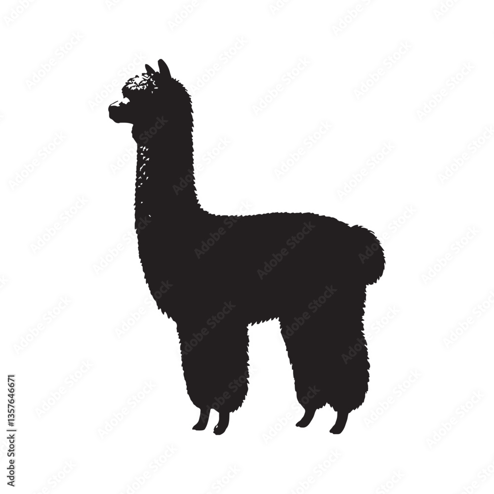 Fototapeta premium Alpaca Silhouette Vector - Stylish and Timeless Animal Graphic for Agriculture and Handmade Branding - Alpaca Vector - Alpaca Icon - Alpaca Illustration