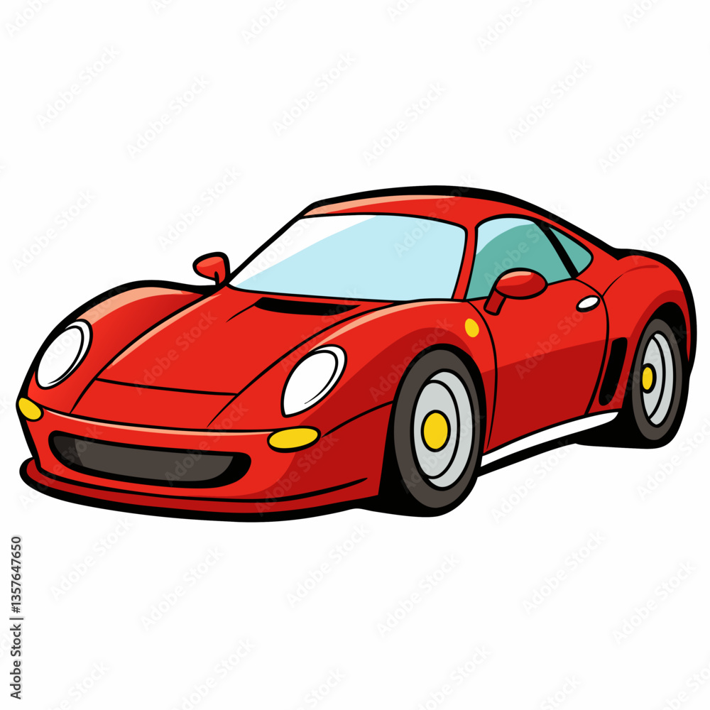 Red Sports Car: A dynamic illustration of a sleek, red sports car, exuding speed and luxury, perfect for projects related to automotive, design, or high-performance vehicles.