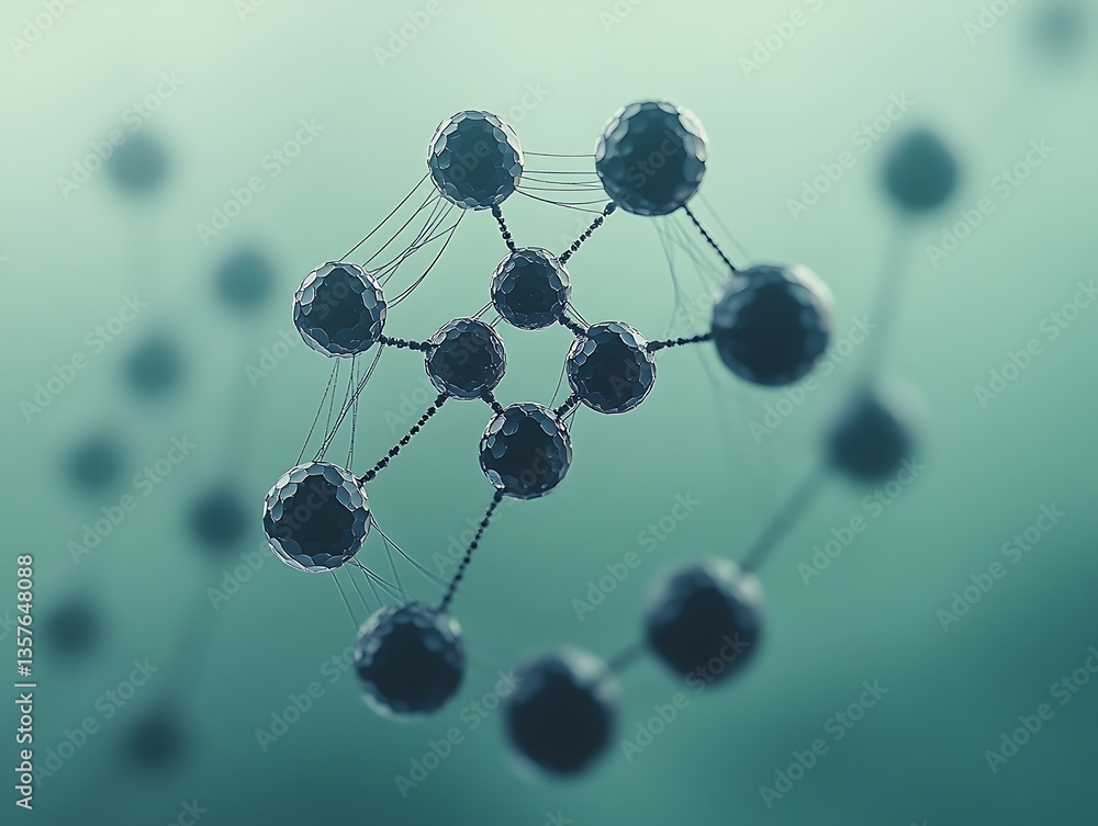 Obraz premium Networked Spheres with Abstract Background.