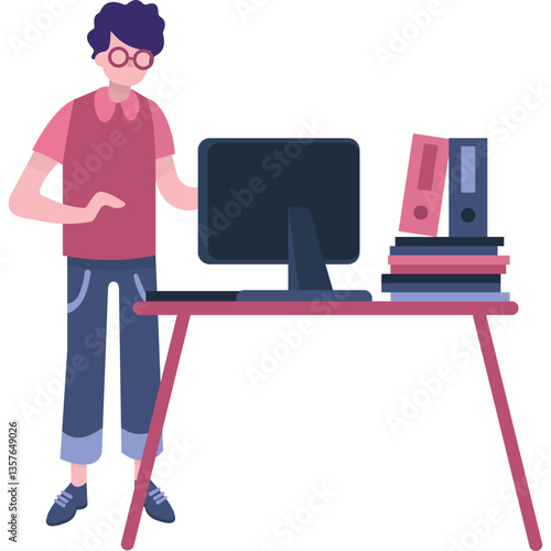 Vector man and online education course icon