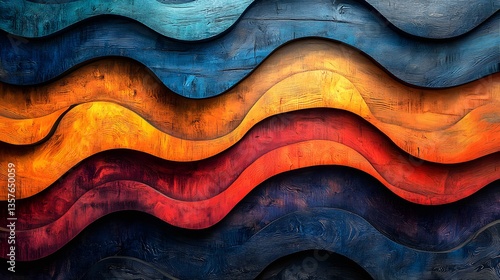 Vibrant Layered Wood Waves Generative Ai
