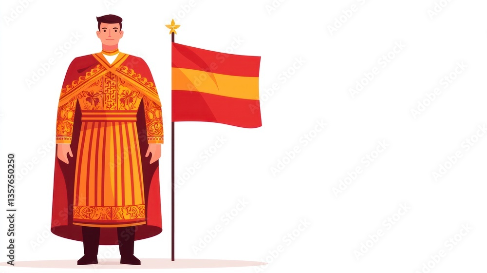Obraz premium Celebrating international costumes man in traditional national attire spain illustration vibrant artistic interpretation