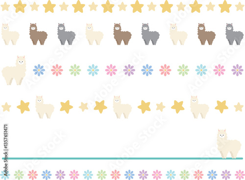 ゆるかわいいアルパカのラインセット