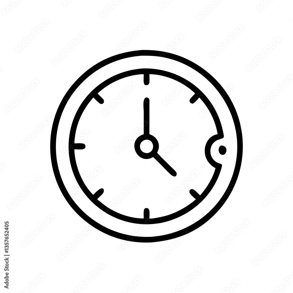 Simple Black Clock Icon on White Background Simple Black Clock Icon on White Background