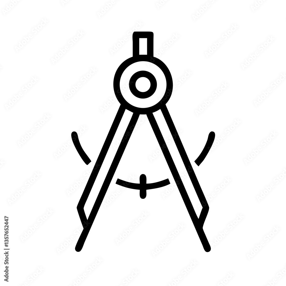 Compass tool illustration in minimalistic style on white background Compass tool illustration in minimalistic style on white background