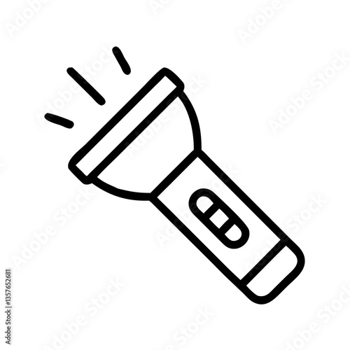 Flashlight illustration glowing in black and white style  