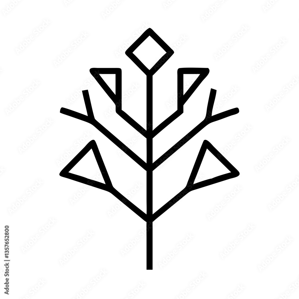 Abstract plant icon in minimalistic style and black color Abstract plant icon in minimalistic style and black color