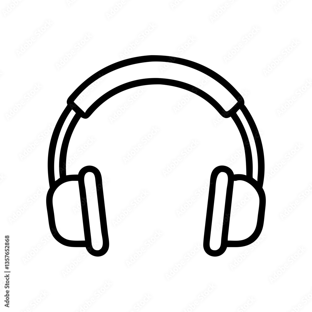 Outline headphones icon in simple black and white style Outline headphones icon in simple black and white style