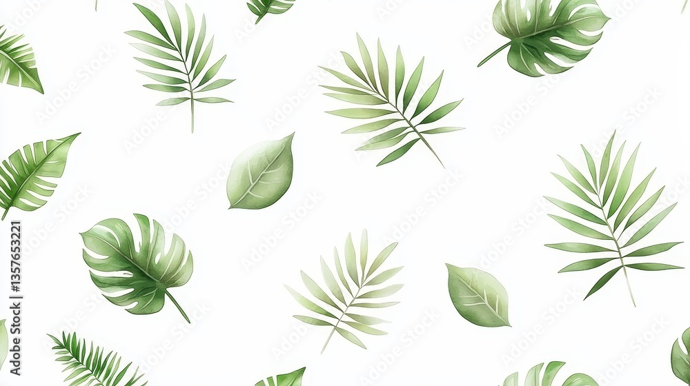 Elegant seam pattern with lush green leaves, detailed closeup intricate Elegant seam pattern with lush green leaves, detailed closeup intricate