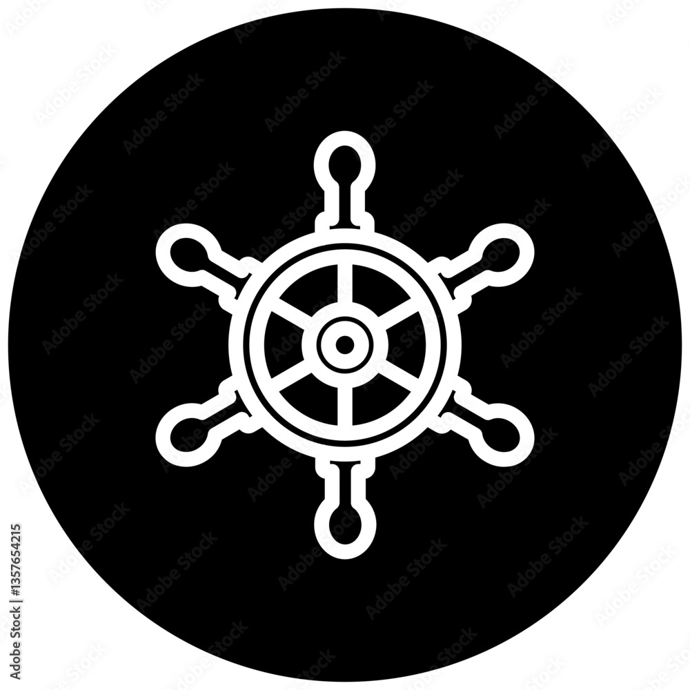 Obraz premium Ship Wheel Icon Style