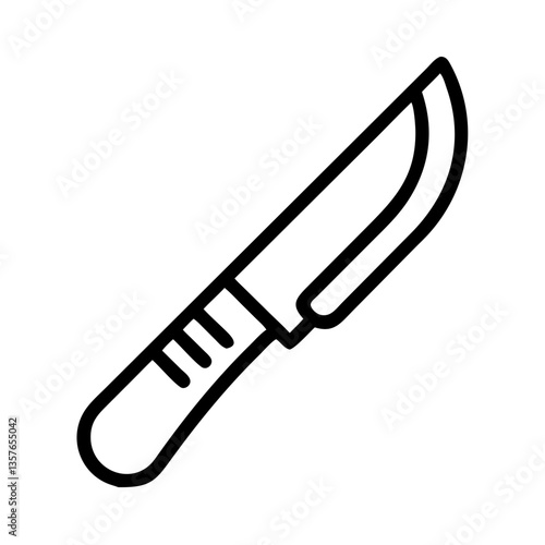 Simple line art knife icon on a white background  