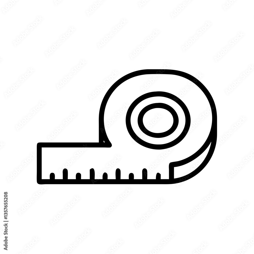 Measuring tape icon in minimalist style on white background Measuring tape icon in minimalist style on white background