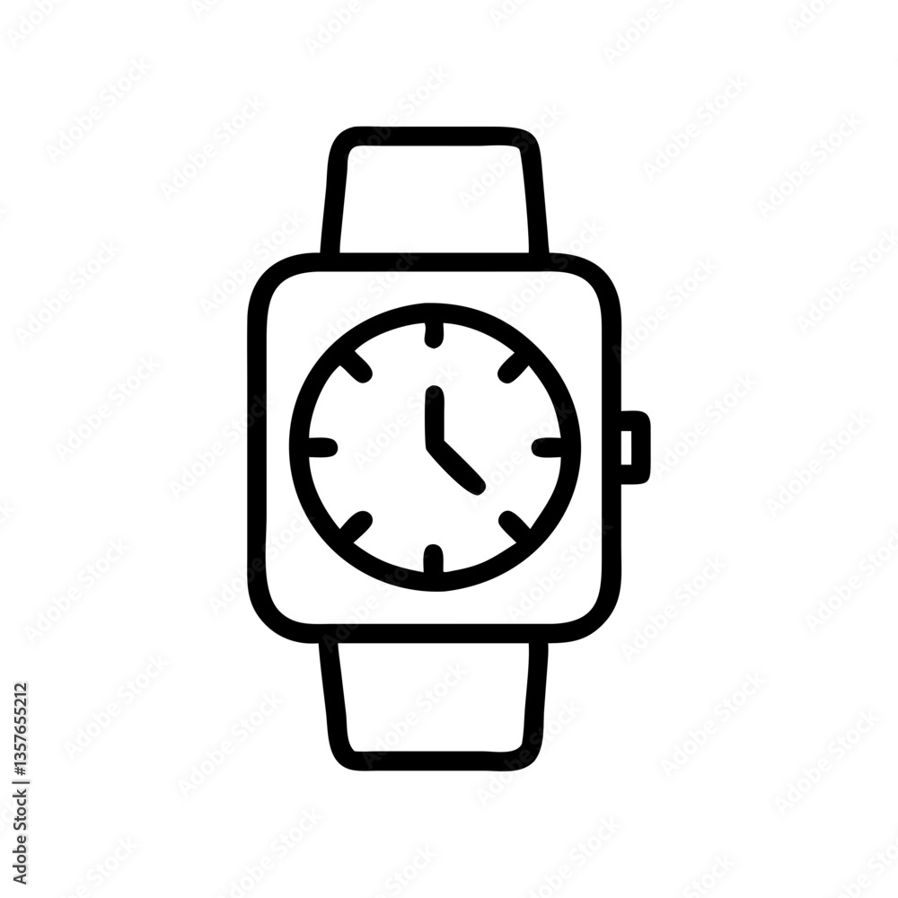 Iconic wristwatch illustration in simple line art style Iconic wristwatch illustration in simple line art style