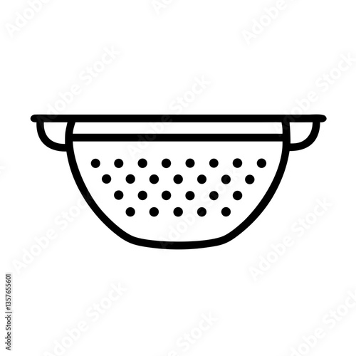 Kitchen colander illustration in simple line art style  