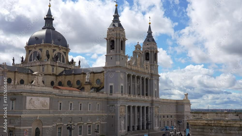 Almudena cathedral showing its majestic architecture in madrid, spain Almudena cathedral showing its majestic architecture in madrid, spain