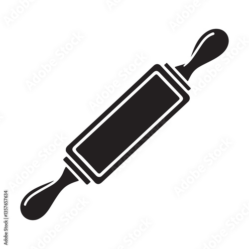 Classic Wooden Rolling Pin Silhouette for Baking and Cooking Needs