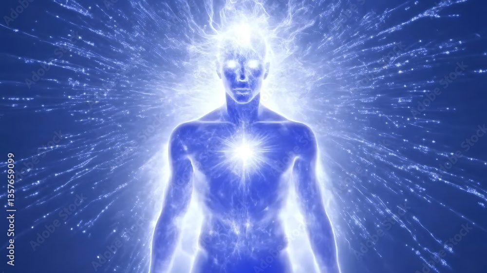 Glowing man radiating energy. Glowing man radiating energy.