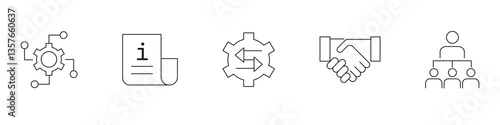 Business Architecture Line Editable Icons set.  function, worked, integrated, human, relationships,