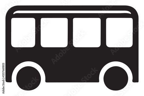 Simple Black Bus Vector Illustration For Transportation Concepts