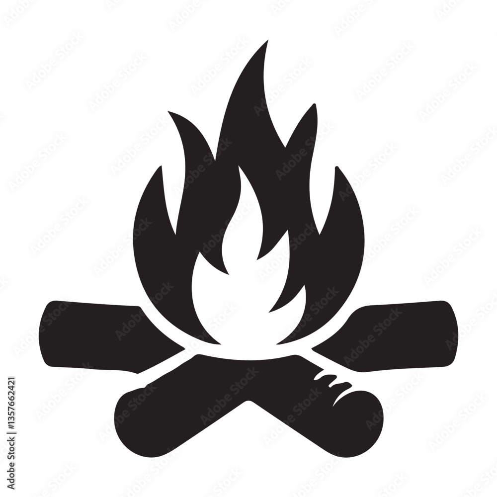 Burning Campfire Illustration for Outdoors and Adventure Related Projects