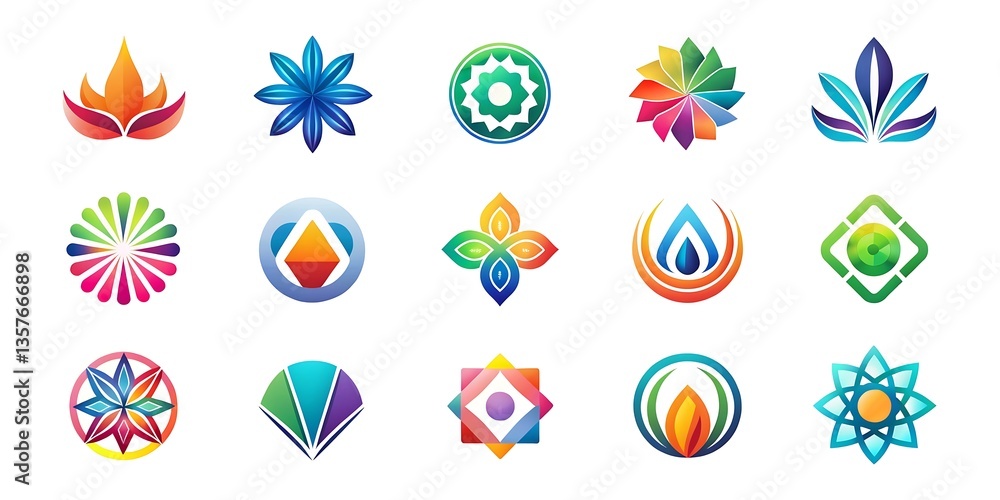 Collection of colorful symbols and shapes Collection of colorful symbols and shapes